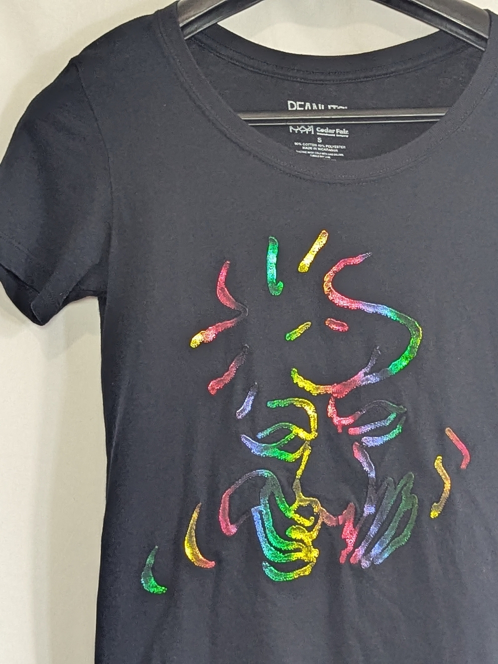 Peanuts Cedar Fair Snoopy Rainbow Graphic Tee Womens Small Black - Picture 4 of 8